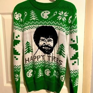 Bob Ross Ugly Christmas Sweater